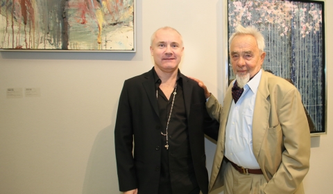 Damien Hirst und Arnulf Rainer im Arnulf Rainer Museum © ROBIN CONSULT Roznovsky