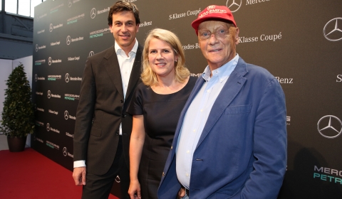 Toto Wolf, Corinna Widenmeyer und Niki Lauda bei der S-Klasse Coupé-Präsentation in der Wiener Metastadt © ROBIN CONSULT/AndreasLepsi